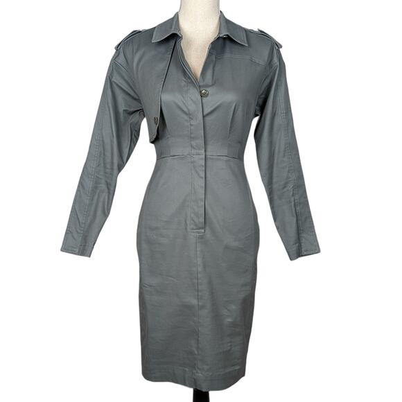 BCBGMaxAzria Long Sleeve Trench Dress Castor Grey Size XXS - Picture 3 of 16